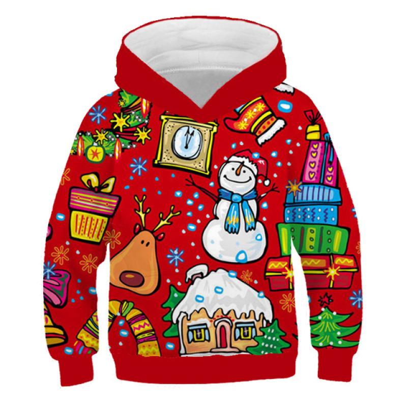 5-14 Years Boys Hoodies Girls Pullover Autumn 3D Snowman Print Teenagers Christmas Halloween Gift New Children Sweatshirt Coat