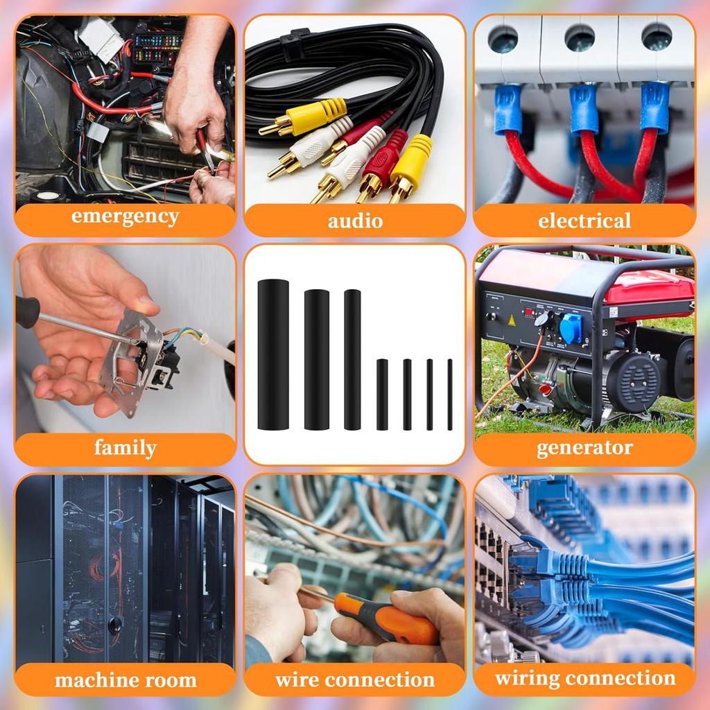 Защита для кабеля передачи данных, кабельная оплетка, набор термоусадочной трубки 127 шт. 2:1 термоусадочная защитная обертка для проводов, защитный кожух для соединения