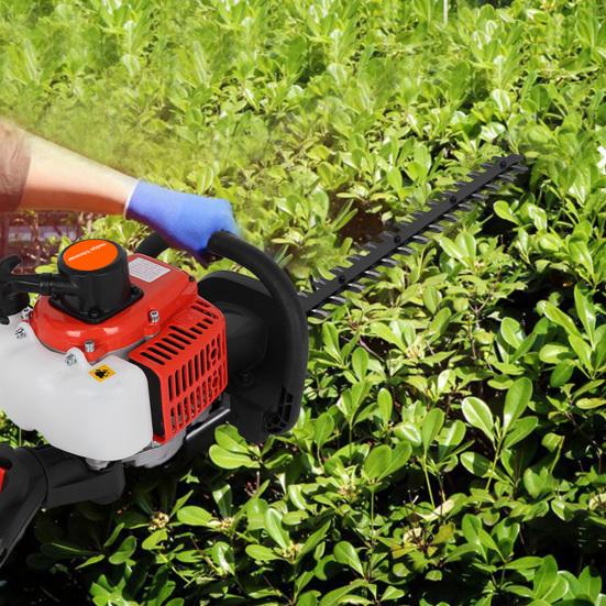 1 Set 24 Inch Fuel-efficient Low Voice High-powered Hedge Trimmer Double Side Blade 26cc Gas Bush Cutter