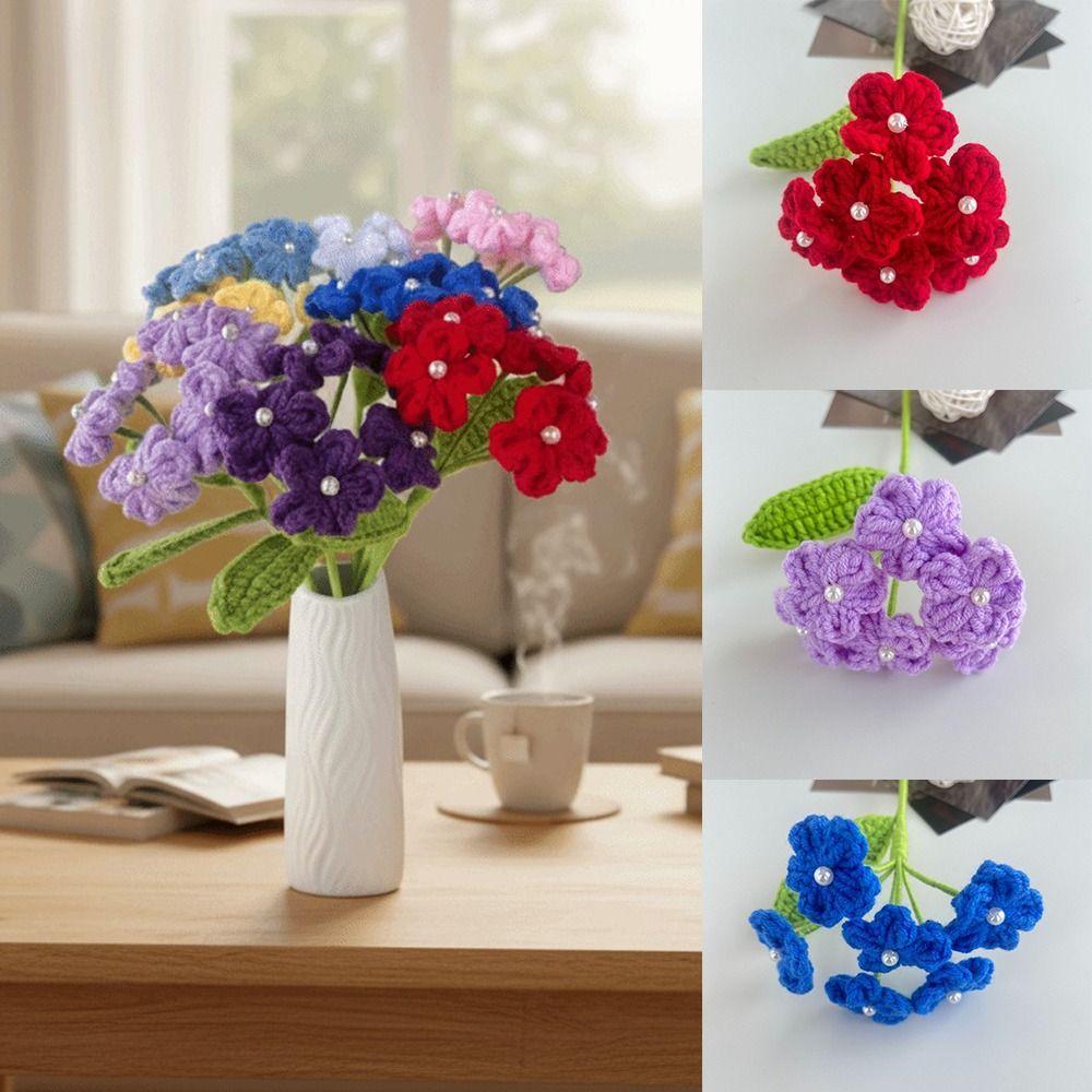 Artificial Handmade Bouquet Hand-woven Knit Fake Flowers Creative Crochet Flowers  Home Decoration