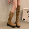 Модные женские ботфорты Новые Женские ботфорты на платформе до бедра Стройнящие массивные каблуки Ботинки выше колена Женская обувь для вечеринок Женщина