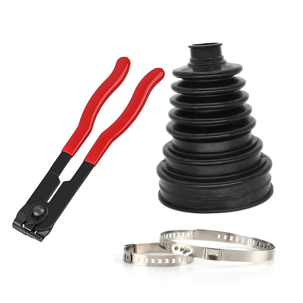 1set Universal Split CV Boot Kit Driveshaft Stretchy Rubber Outer Gaiters Easy Fit with Clips Cv Boot Pliers Car Accessories