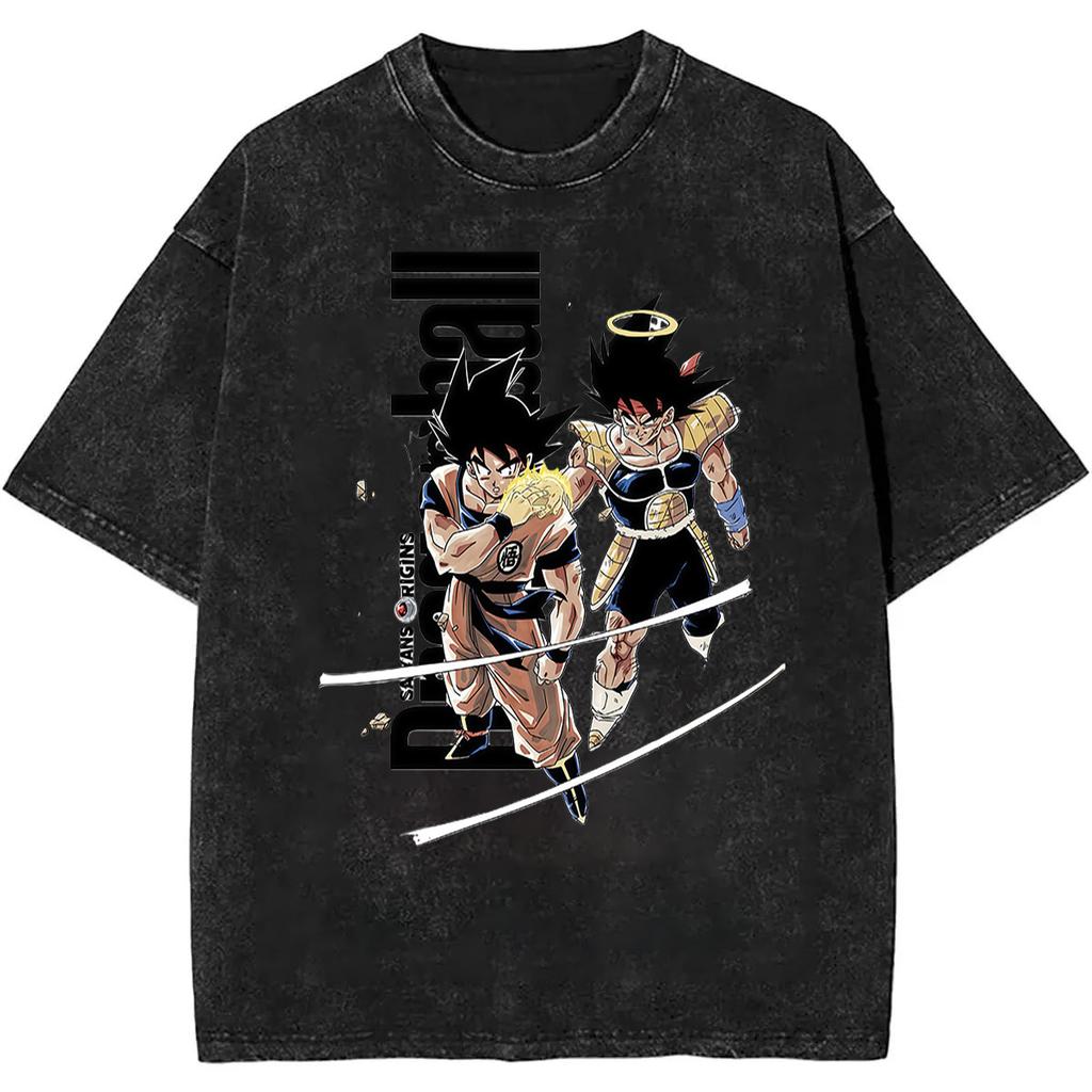 Goku Dragon Ball Z Anime Printed Tshirt Mens and Womens Washed Tshirt High Quality Vintage Cotton Tshirt Harajuku Tops