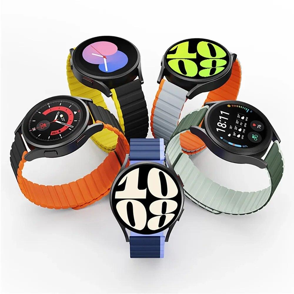 Ремешок 20 мм 22 мм для Samsung Galaxy Watch4 5 6 40/44 мм Классический 42/43/46/47 мм Магнитный силиконовый браслет Amazfit GTS 2 4 мини-ремешок