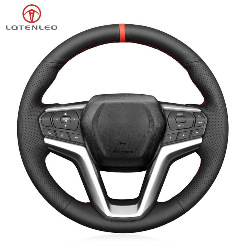 Черный чехол из искусственной кожи, сшитый вручную, нескользящий автомобильный чехол на руль, оплетка для Isuzu D-MAX Xterrain mu-x Mazda BT-50 BT50 2020-2023