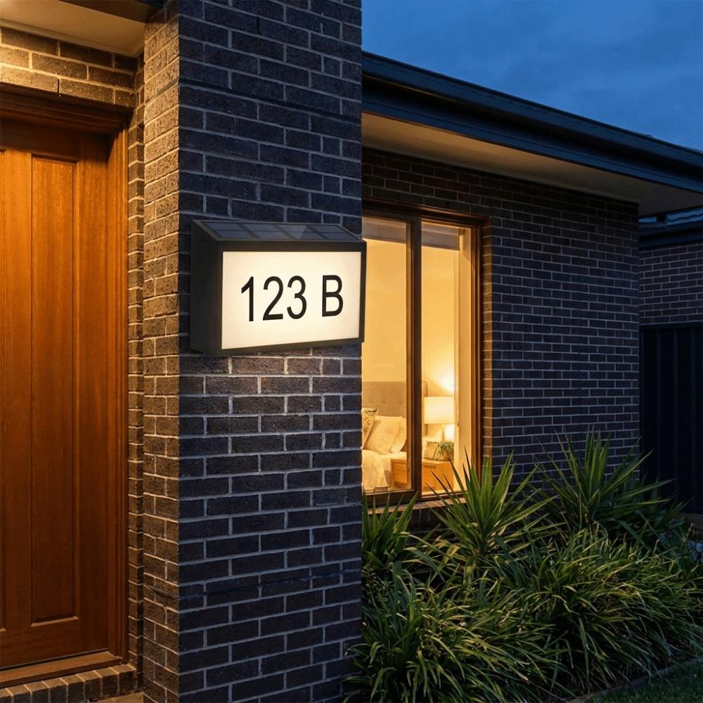 Soft Uniform LED Glow Solar LED Address Plaque Light Solar-Powered LED Light Entrance Wall