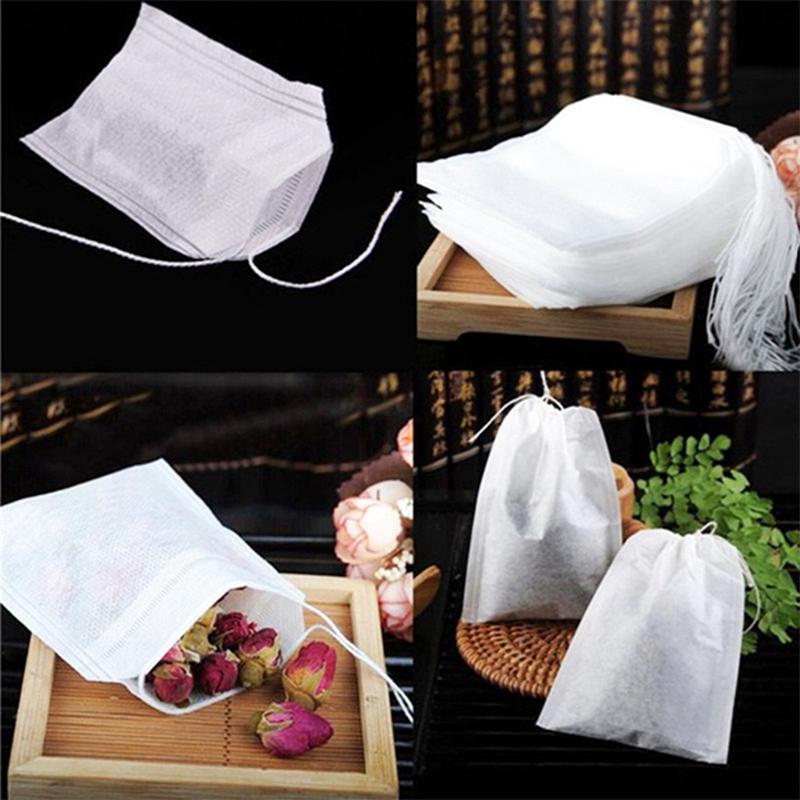 100 Pcs 5x7cm Disposable Empty Tea Bags Bags for Tea Bag with String Heal Seal Tea Infuser Non-woven Paper Filter Teabags