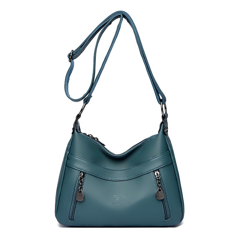 Large Capacity Middle-Aged Mother Bag Women's Multi-Layer Shoulder Bag Soft Leather Crossbody Bag Mobile Phone Bag