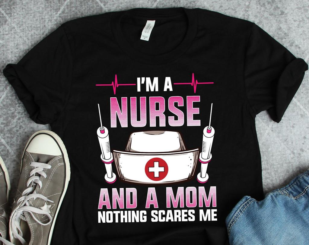 Nurse Mom Nothing Scares Me and kids tshirt, Nurse Gifts, Nurse and kids tshirts, Registered Nurse and kids tshirts, RN and kids tshirts, RN Gifts