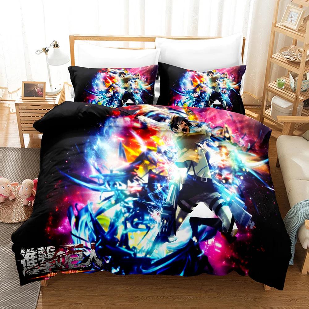 New Anime A-Attack O-On T-Titans Bedding Set Kawaii Loli Boy Duvet Cover 3D Print Japan Cartoon Bed Quilt Cover Pillowcase No Sheets
