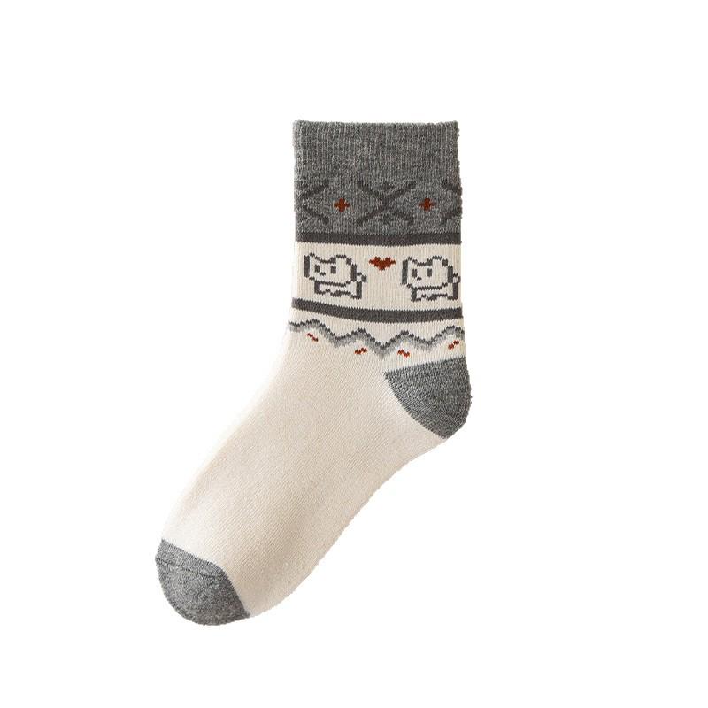 Женские толстые теплые носки для сна с узором Fair Isle из бархата, средней длины до середины икры
