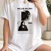 Футболка с принтом Billie Eilish 2026 Новая Хит Продаж Унисекс Женская Мода Ретро Футболка для Фанатов Музыки Y2k Уличная Одежда Хлопковая Футболка