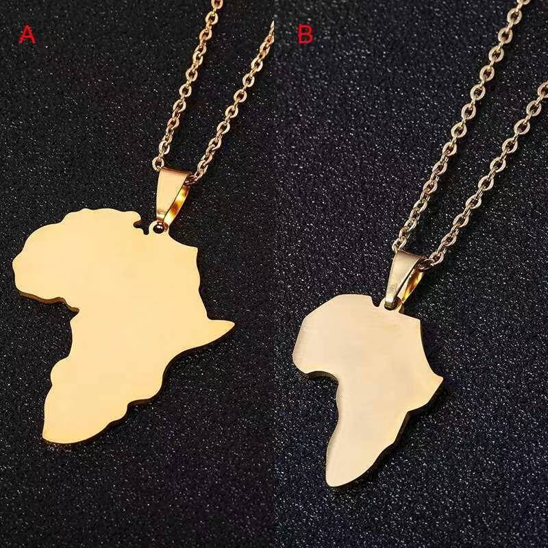 Classic Africa Map Pendant Simple and Versatile Fashion Titanium Steel Men's and Women's Necklace