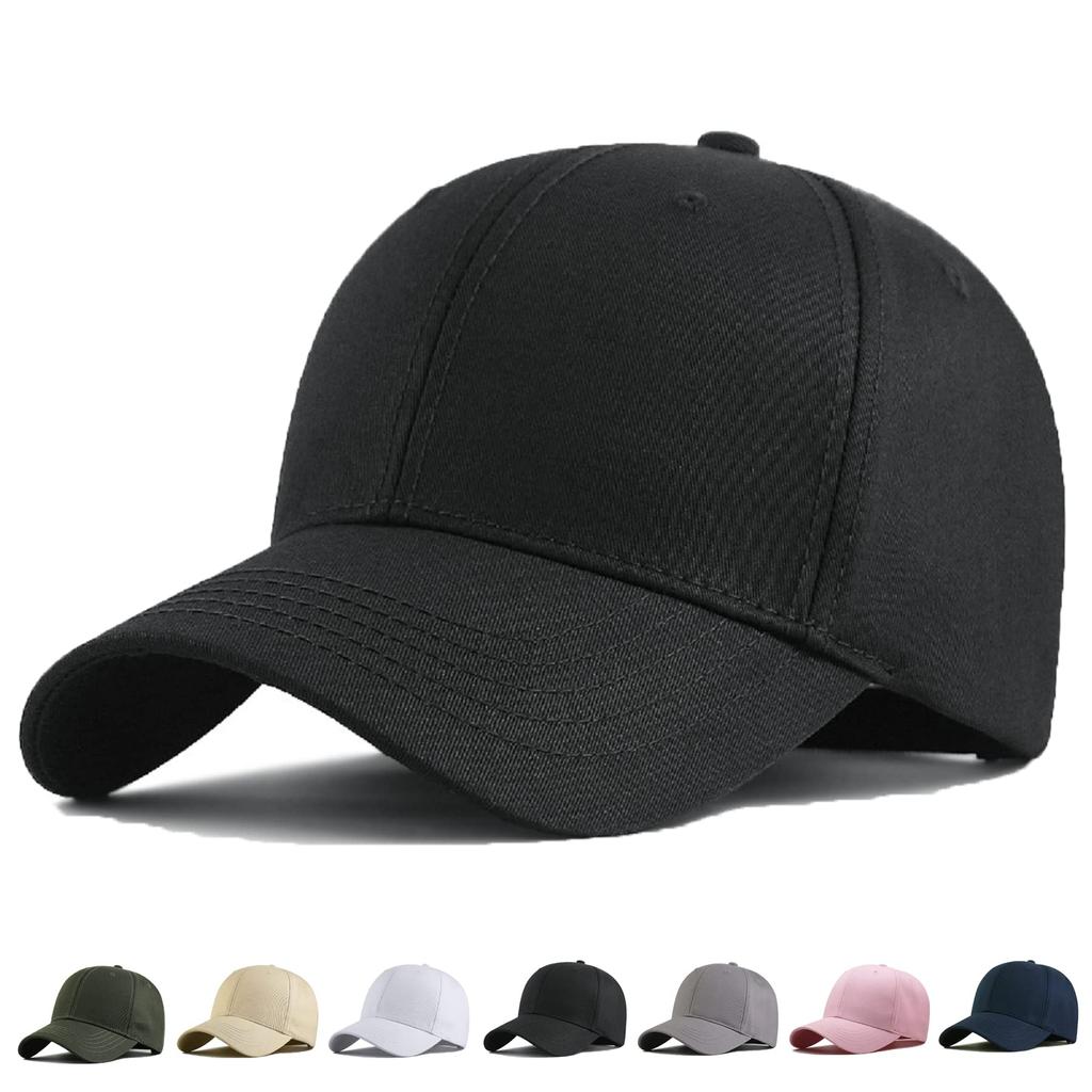 RF Cap Large Size Hat Deep Extra Large Unisex Stylish Cool Long Brim Popular Hat Men's 60-68cm (100% Cotton) (Plain Black)