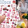 10 листов розовых наклеек на День святого Валентина для лица, рук, тела, временные водонепроницаемые декоративные наклейки для татуировок, креативные подарки