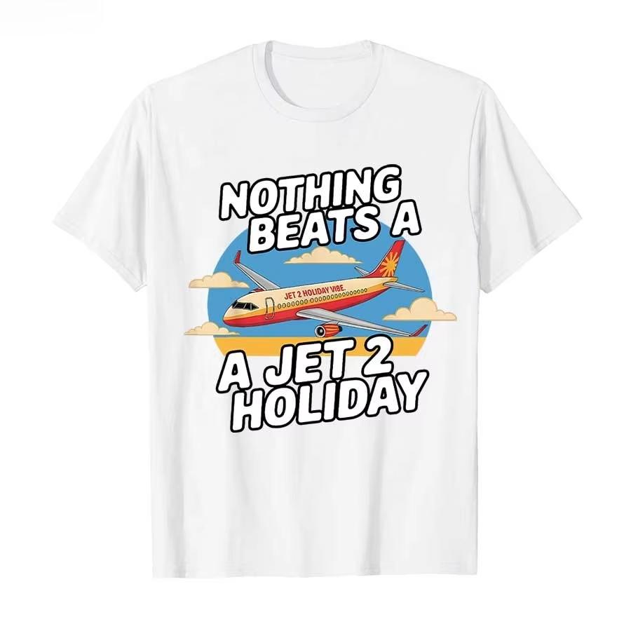 Ничто не сравнится с футболкой Jet 2 Holiday Fun для мужчин и женщин Harajuku Hiphop Streetwear Хлопковые футболки Топы с коротким рукавом Летние Популярные