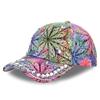 Новая мода женская бейсболка с разноцветным принтом, украшение из жемчуга, повседневные кепки, регулируемые летние шляпы для отдыха на открытом воздухе