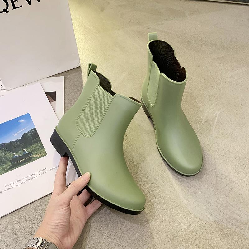 Four Seasons Rain Shoes Women's Chelsea Rain Boots Short Non-slip Waterproof Shoes Fashion Martin Boots Low Heel Casual Adult Rain Boots