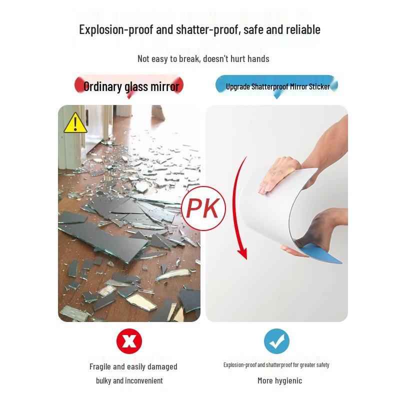 Зеркальная акриловая наклейка на стену во весь рост: Самоклеящаяся HD для ванной комнаты или дверцы шкафа.