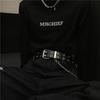 Женский ремень корейский Instagraphs ретро личность черный двубортный металлическая цепь украшенный всем панк ремень