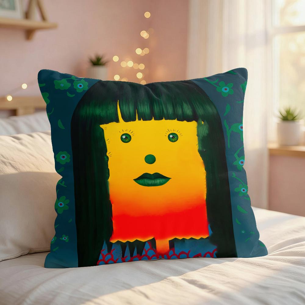 NNatasha Lelenco Abstract Art Cushion Cover Silky Short Plush Invisible Zipper Dustproof Sofa Pillow Case For Home Decor