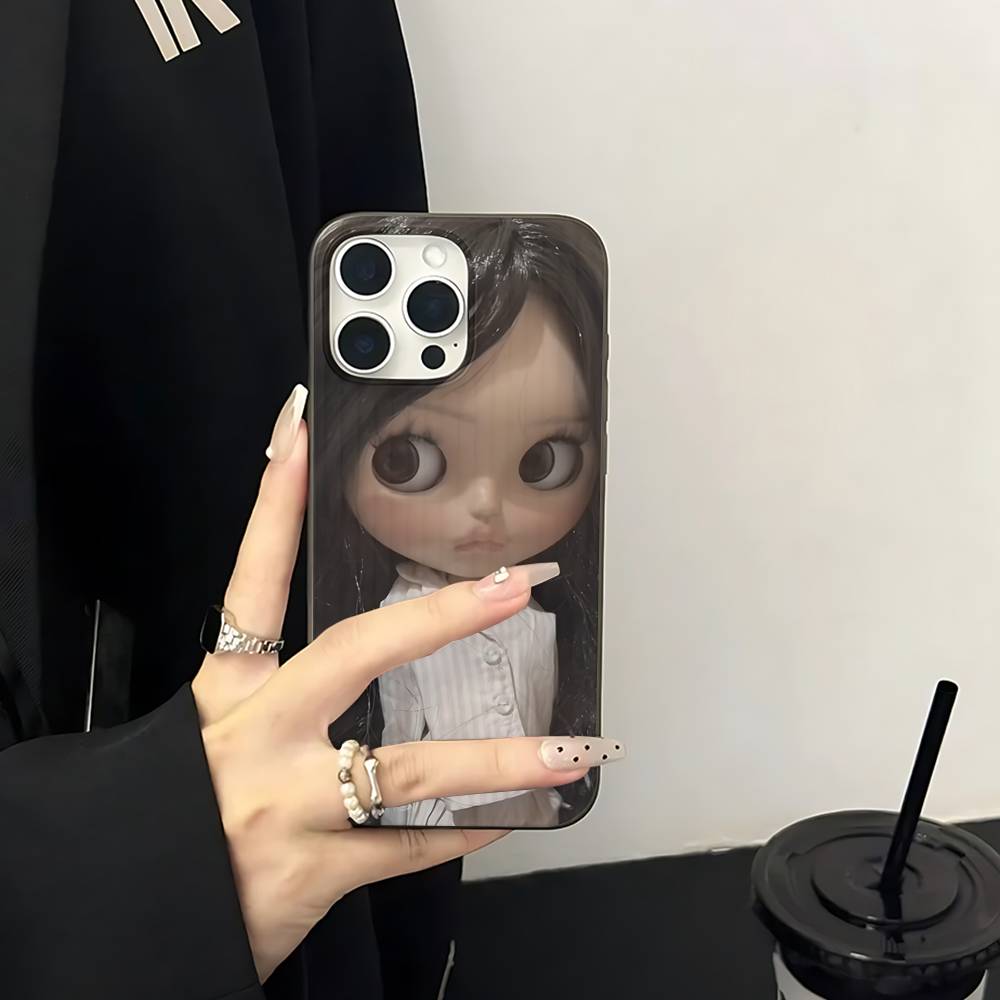 Темная милая кукла Арт для IPhone 16 15 14 13 12 11 17 Pro Max Plus Волна Гофрированный чехол для телефона Защитный от падения