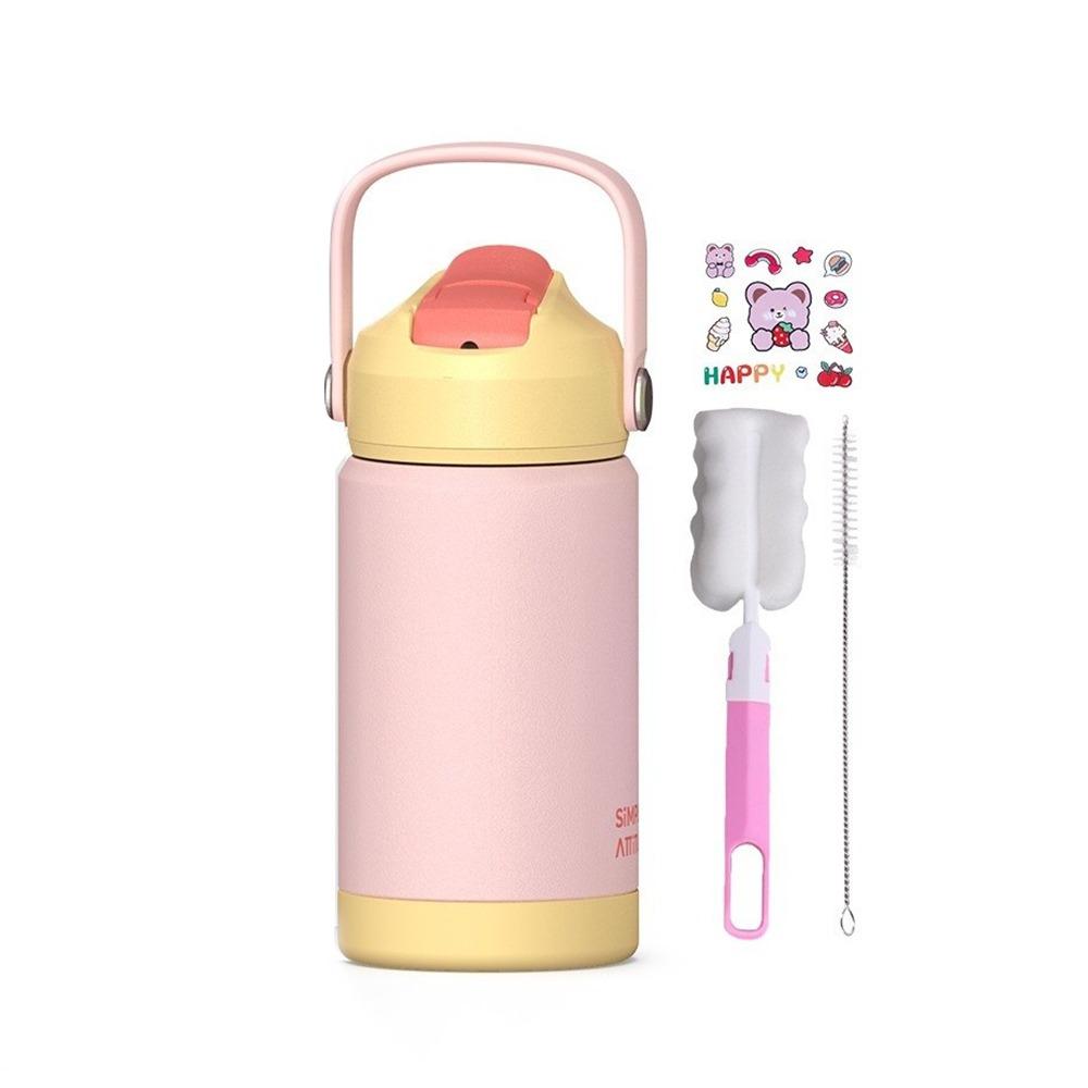 12oz/360ml Kids Thermos Cup with Handle Sports Space Kettle Cute Ceramic Straw Tumbler  For Outdoor