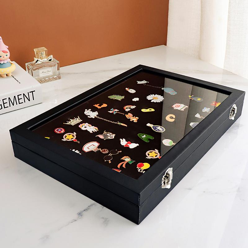 Ящик для хранения значков в виде бара, прозрачный пыленепроницаемый ящик для булавок на груди, подставка для медалей, подставка для ювелирных изделий из искусственной кожи, рамка для коллекции медалей