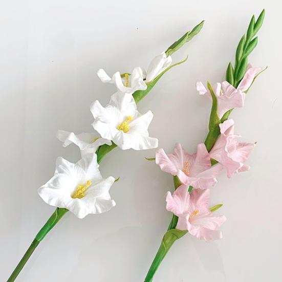 Artificial Gladiolus Flowers 22" Real Touch Flower with Long Stem 4 Full Blooms