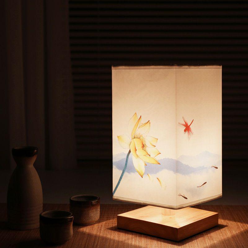 Retro Minimalist Wooden Night Light - Warm Bedside Lamp in New Chinese Style