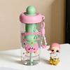 Hot-selling water bottle cute cartoon pattern water cup large capacity outdoor sports plastic water cup with lifting rope tea separation teacup
