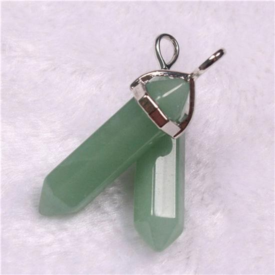 Hexagonal Agate Bullet Quartz Crystal Pendant Necklace