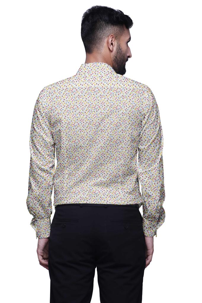 BestMan Мужские хлопковые рубашки с принтом, с длинным рукавом, приталенного кроя, для