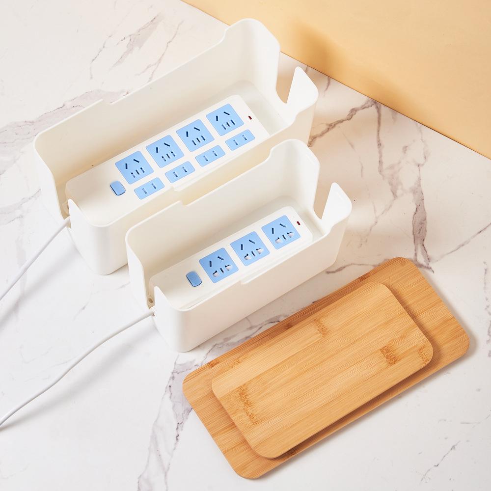 Коробка для хранения проводов, панель с вилкой питания, коробки для проводов, розетка, распределительная коробка для кабеля данных, пластиковая коробка для хранения с бамбуком 1 шт.