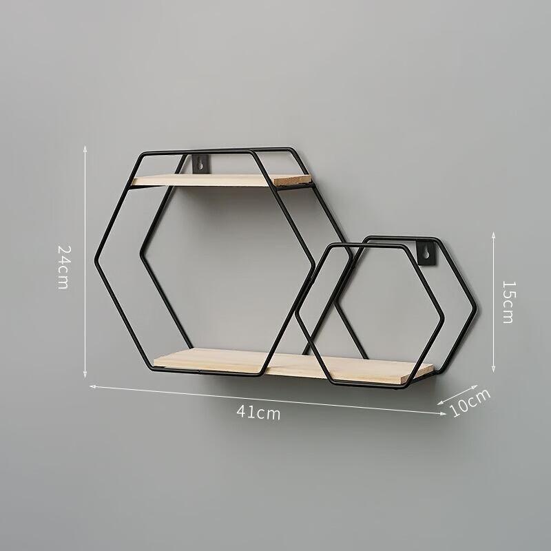 Golden Double Hexagonal Wall Shelf