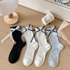 Бесшовные хлопковые носки с кружевным бантом в корейском стиле для женщин - Весна/Лето, полый дизайн