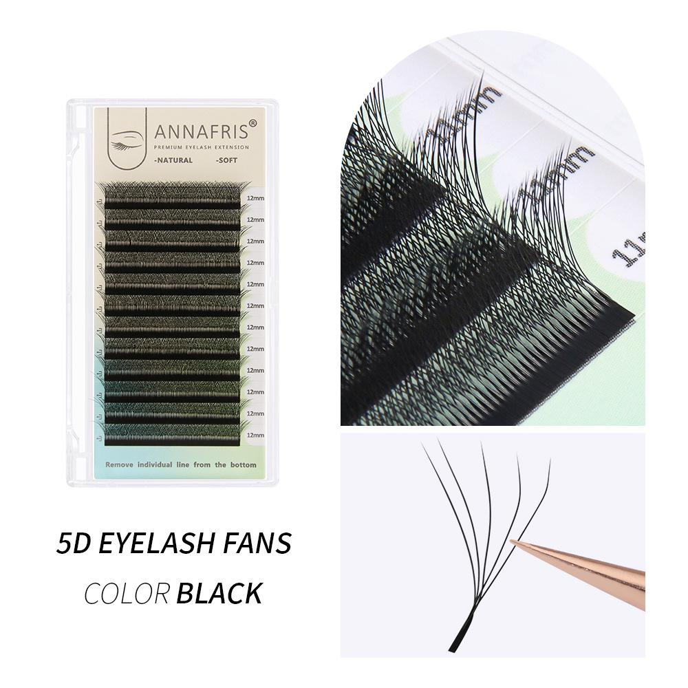ANNAFRIS 5D Four-Leaf Clover Easy-Anchor Soft Dense W-Shape Pre-made Fan Eyelashes