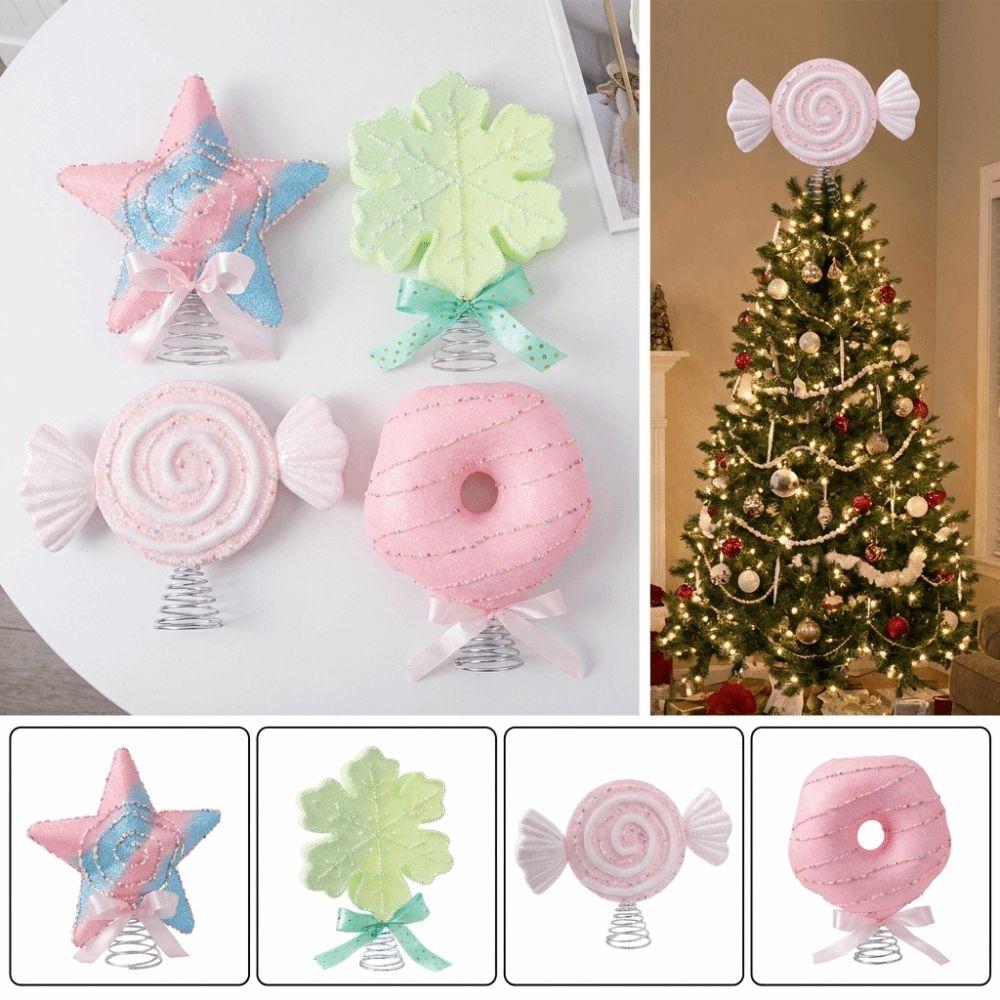 Spring Base Christmas Tree Topper Candy Themed Lightweight Candy Ornament Assorted Shapes Star Ornament 7