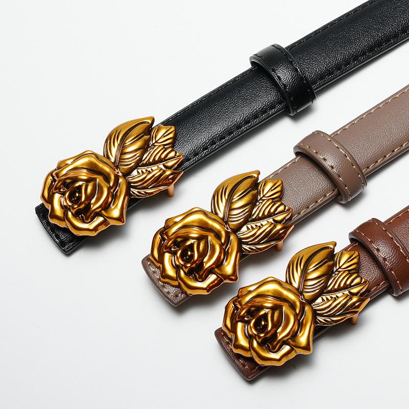 Ремни Женские Джинсовые Модные и Универсальные Кожаные Простые Инс Стиль Декорация Повседневные Корейские Тонкие Ремни Черный Тренд