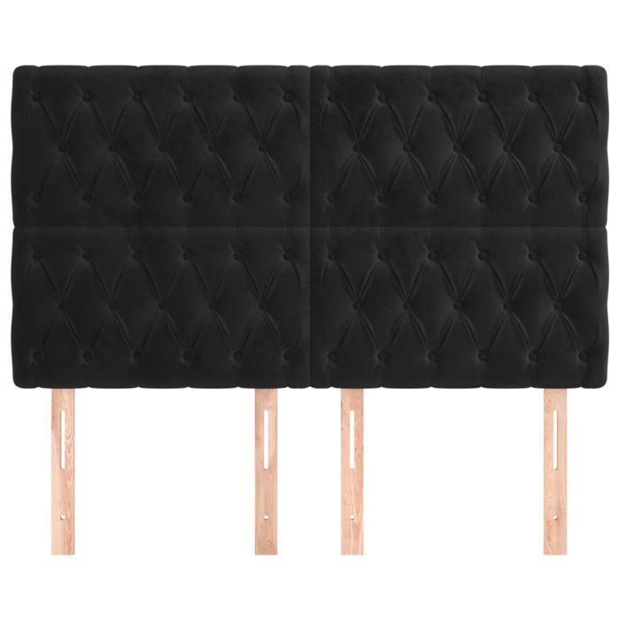 Tête de lit - Maison Exclusive - Velours noir - 160 x 7 x 118/128 cm - Hauteur réglable