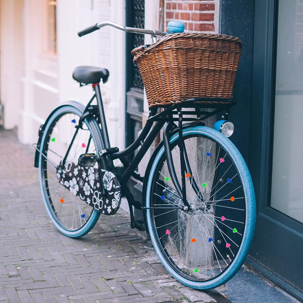 Uxcell Bicycle Wheel Spoke Bead Decoration Heart Shape Plastic Bead Clip Multicolor 70 Pieces