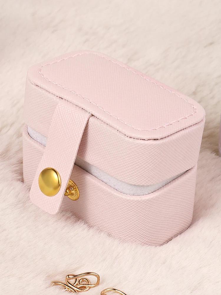 1pc Portable Jewelry Storage Box Travel Organizer Jewelry Case Leather Storage Earrings Necklace Ring Jewelry Organizer Display