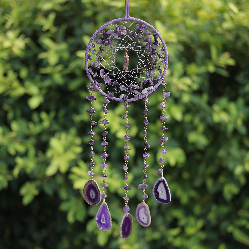 Hand-Woven Wind Chimes Life Tree Dream Crystal Wind Chime Crystal Stone Room Decoration Engraving Christmas