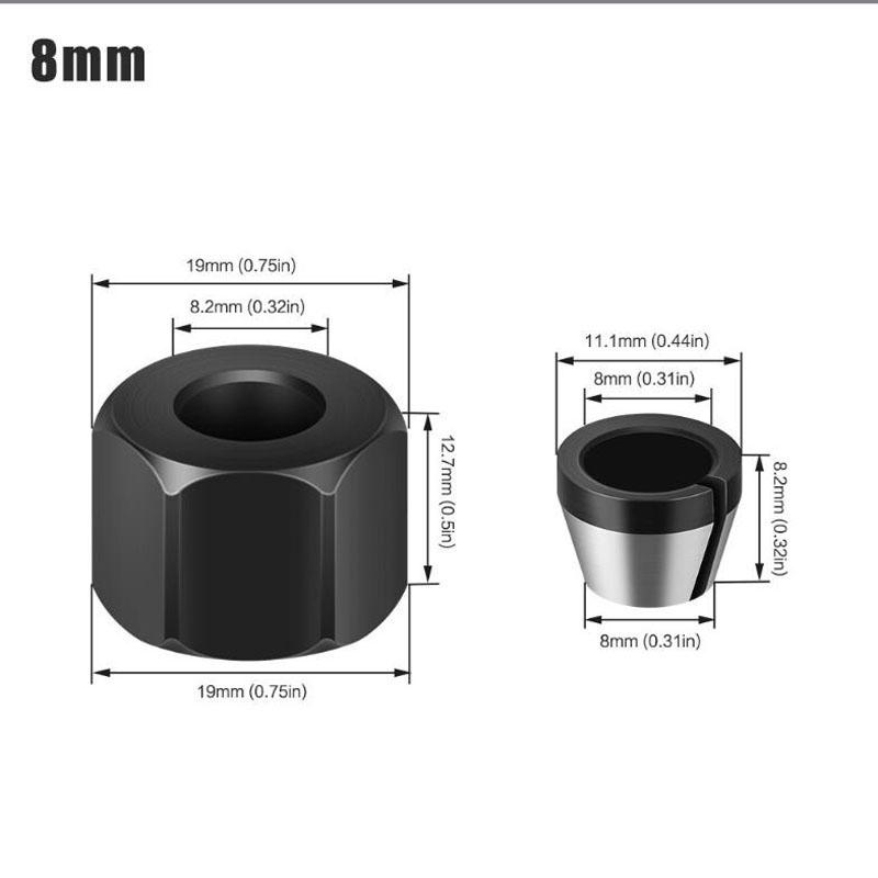 6mm 6.35mm 8mm Collet Chuck Engraving Trimming Machine With Nut Router Bit Adapter Electric Router Milling Cutter Accessories