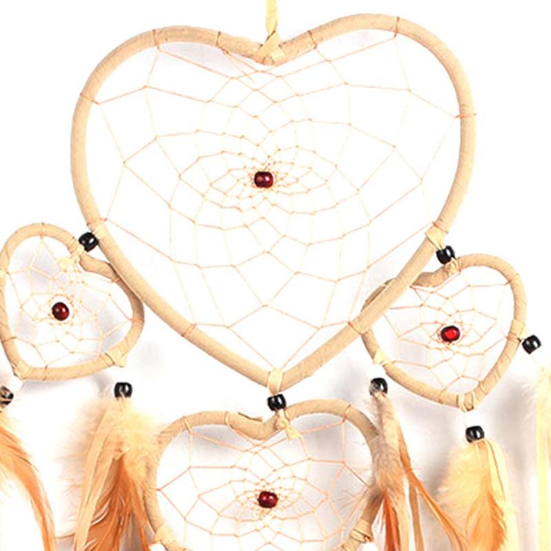Large Dream-Catcher Wind Chime, Heart Shaped, Bedroom Wall Hanging, Bohemia Decoration, Feather Ornament, Hand Woven Crafts