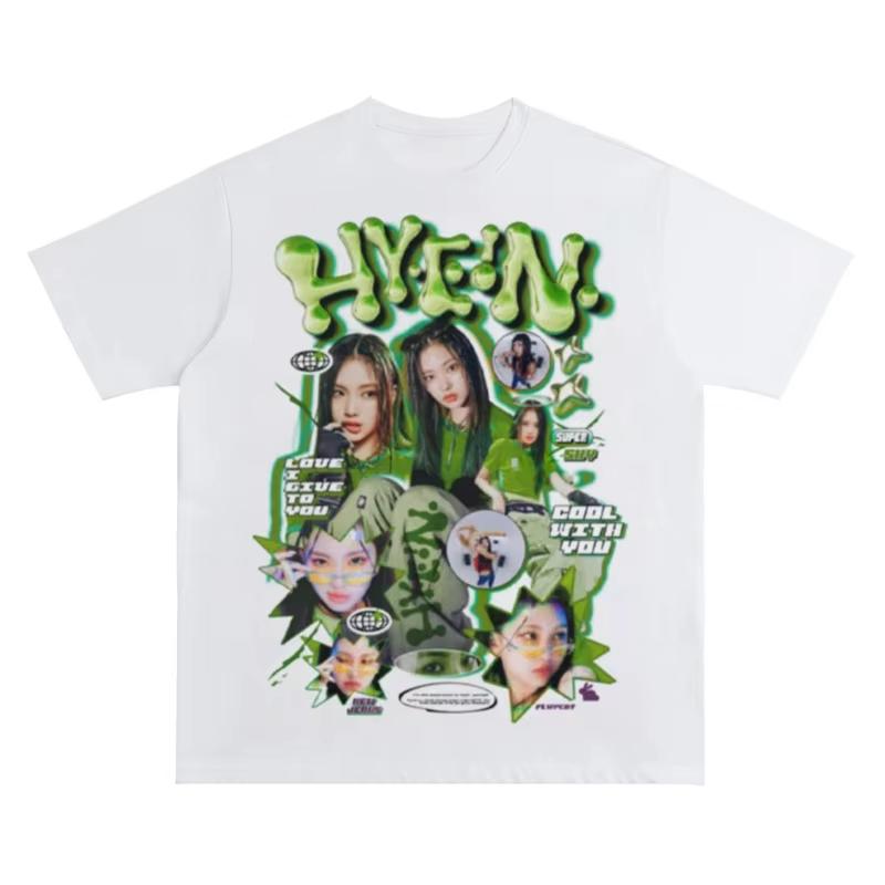 2025 NEW JEANS Корейская женская группа Футболка с принтом МИНДЖИ ХЭРИН ХАННИ ДАНИЭЛЬ ХЕИН Футболка оверсайз Уникальная хлопковая одежда