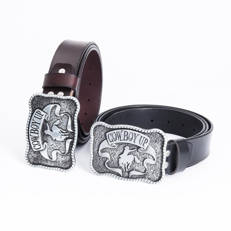 Ремень из воловьей кожи Независимая упаковка Мужской черный ремень Металлическая одежда для взрослых Аксессуары