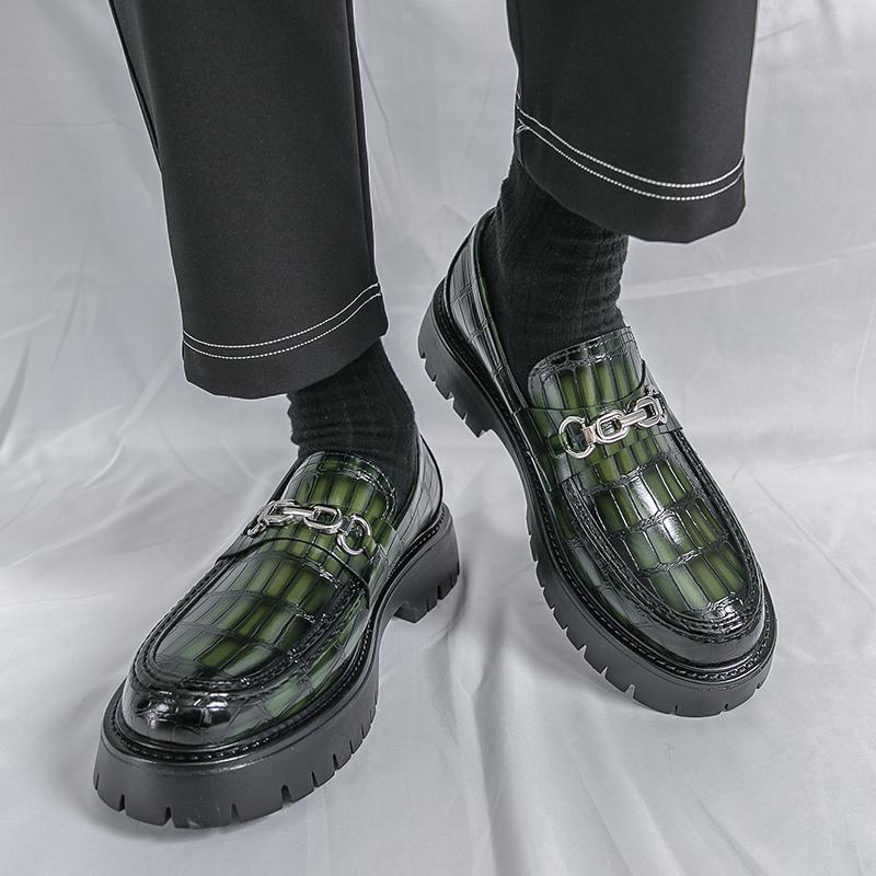 Fashion Brand Business Casual Leather Shoes Rubber Thick Soled Anti Slip Men Leather Shoes Low-quality Fashionable Comfort Driving Shoes