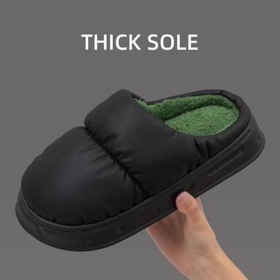 Водонепроницаемые хлопковые тапочки мужские зимние новые домашние для общежития нескользящие теплые бархатные на толстой подошве тапочки женские