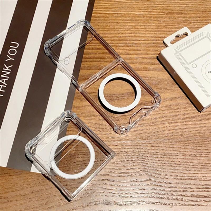 Для Samsung Galaxy Z Fold6 Fold5 Fold4 Fold3 Flip6 Flip5 Flip4 Flip3 Flip Fold 6 5 4 3 Прозрачный магнитный жесткий противоударный чехол для телефона из поликарбоната